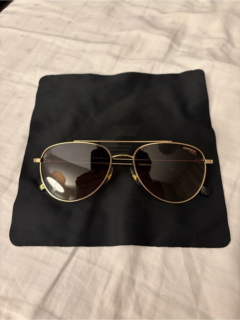 Carrera Black and Gold Sunglasses Temples Detail